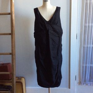 EILEEN FISHER BLACK FAUX WRAP FRONT DRESS 22W